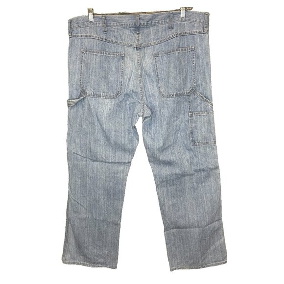 Old Navy Y2K Mens Painter Carpenter Utility Baggy Light Wash Denim Jean 42x32* - Picture 1 of 10